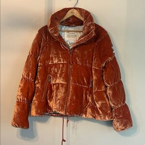 Odd Molly Embrace Velvet Puffer Jacket Rust Orange Size S/M